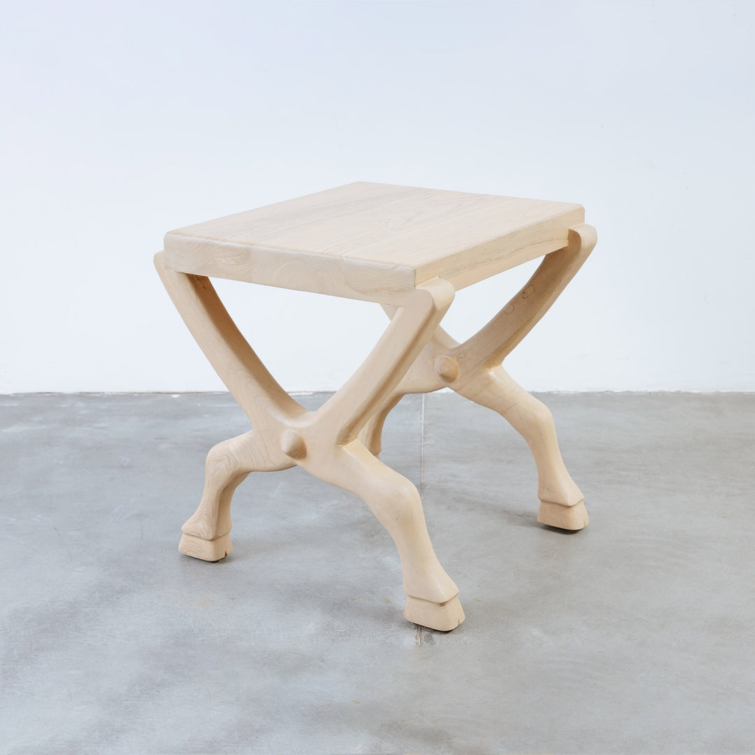 Hoofed Cross Leg End Table-France & Son-FL1435IVORY-Side Tables-1-France and Son