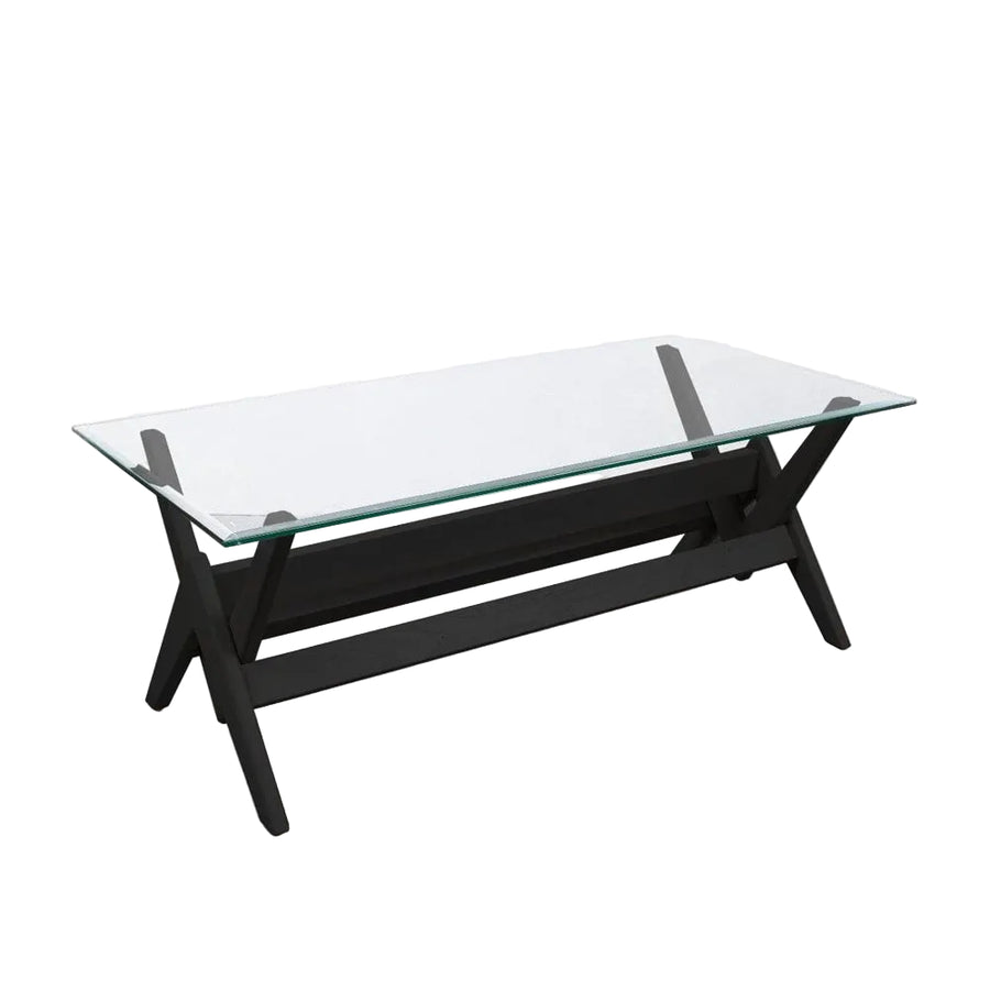 Jeanneret Teak Dining Table-France & Son-FL1480BASE-BLK-Dining TablesEbony-3-France and Son