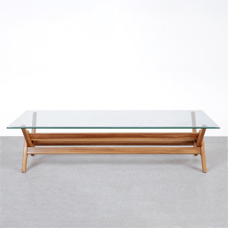 Jeanneret Coffee Table Type A - Rectangle Glass Top-France & Son-FL1487BASEC-NTRL-Coffee TablesNatural - 87"-12-France and Son