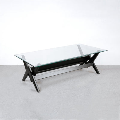 Jeanneret Coffee Table Type A-France & Son-FL1488BASE-BLK-Coffee TablesBlack - 47"-1-France and Son