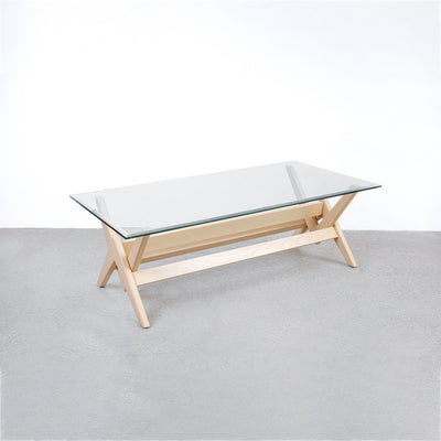 Jeanneret Coffee Table Type A - Rectangle Glass Top-France & Son-FL1488BASE-IVORY-Coffee TablesIvory - 47"-9-France and Son