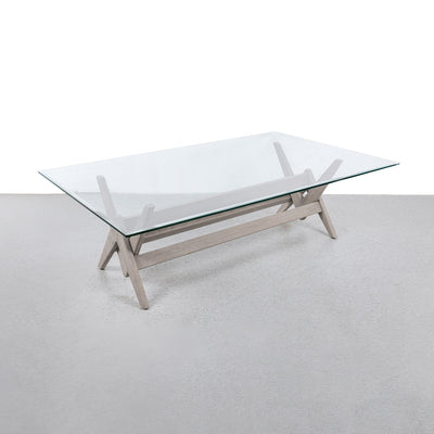 Jeanneret Coffee Table Type A - Rectangle Glass Top-France & Son-FL1492BASE-GREY-Coffee TablesGrey - 55"-5-France and Son