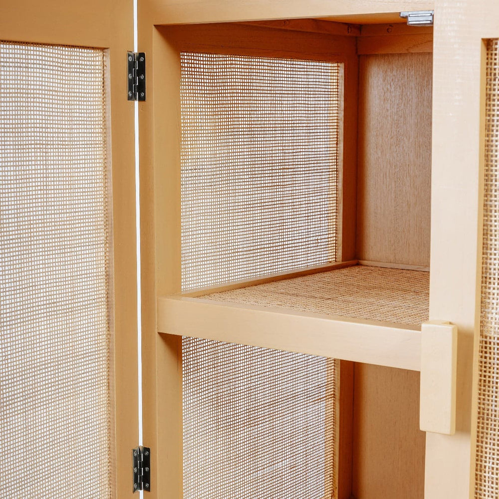 Lemari Teak and Cane Wardrobe - Ivory-France & Son-FL1512IVORY-Bookcases & CabinetsIvory-5-France and Son