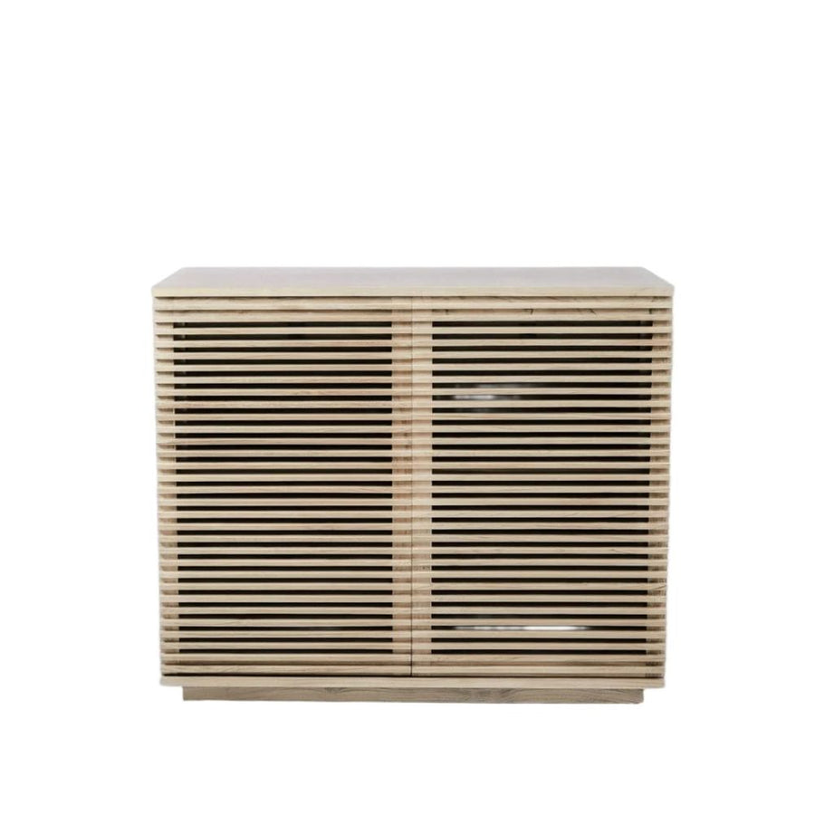Jensen Slatted Teak Cabinet - Slim-France & Son-FL1531IVORY-Sideboards & CredenzasIvory-6-France and Son