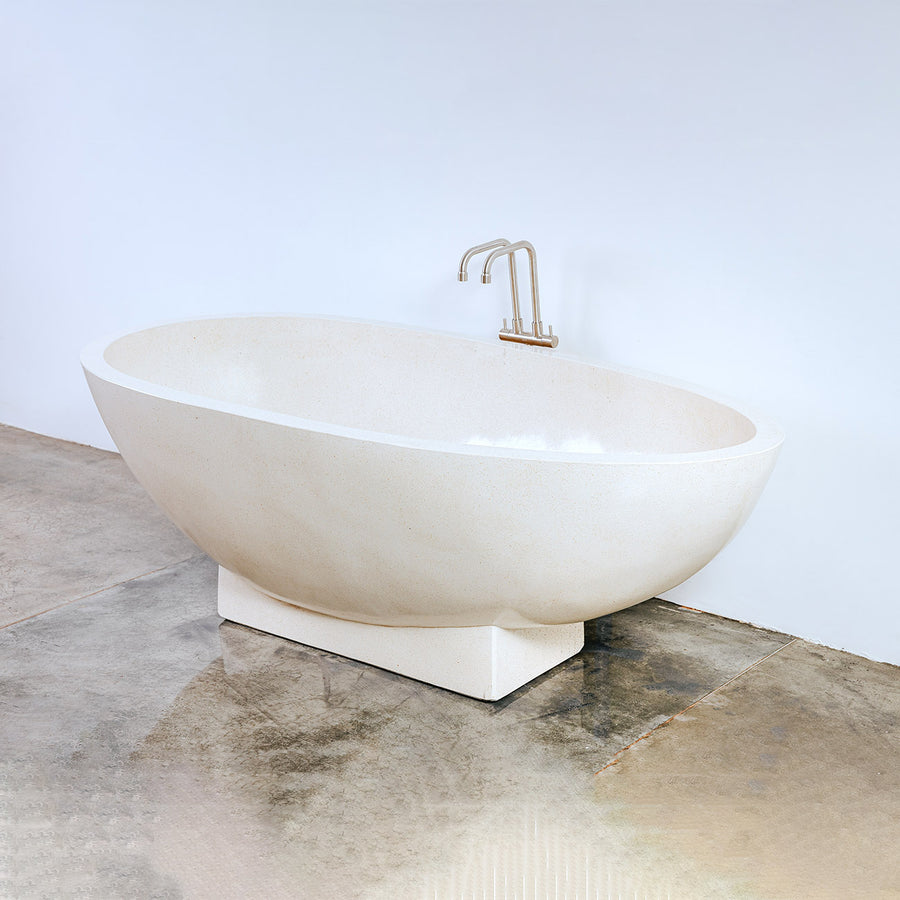 Terrazo Stone Bath Tub Freestanding - Natural-France & Son-FL1701WHT-Bathtubs-1-France and Son