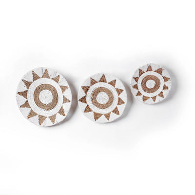 Helianthus Decorative Wall Tray Set-France & Son-FL9017NTRL-Wall ArtWhite / Natural-1-France and Son