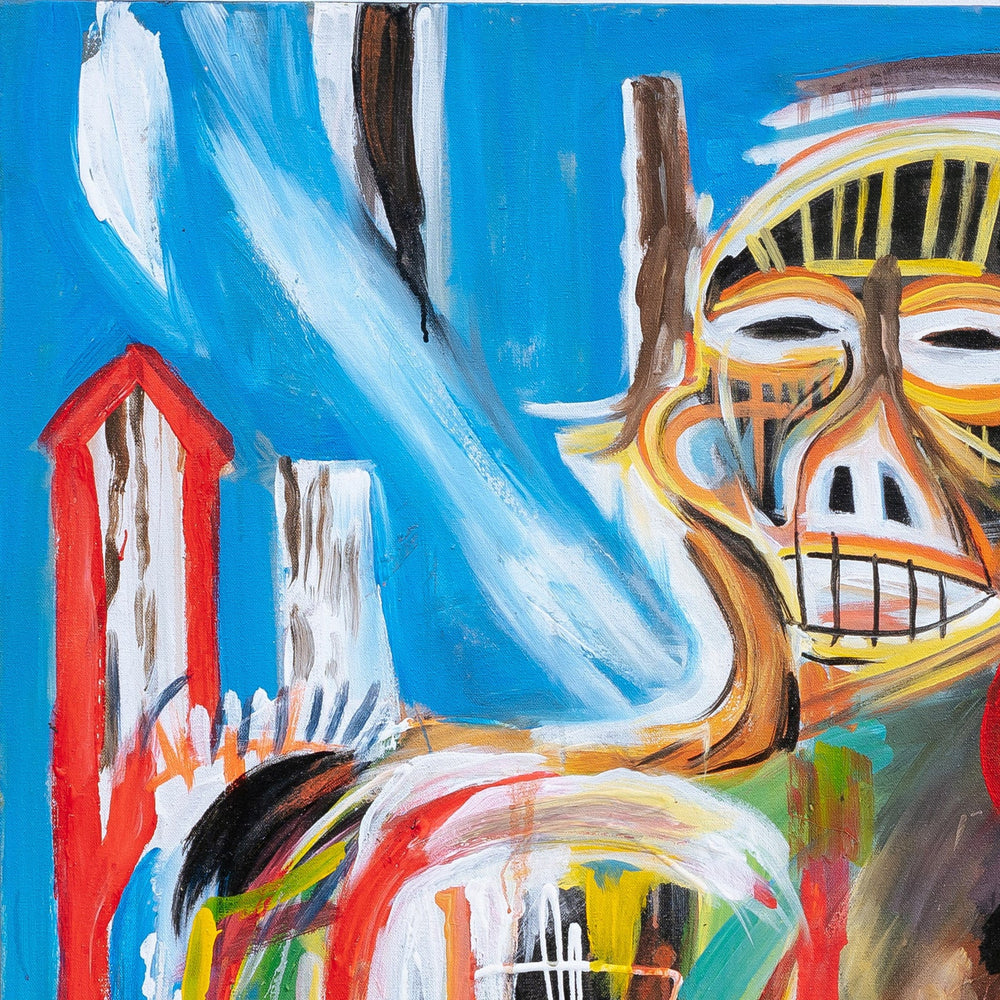 Not Basquiat Oil on Canvas-France & Son-FL9089-Wall Art-2-France and Son