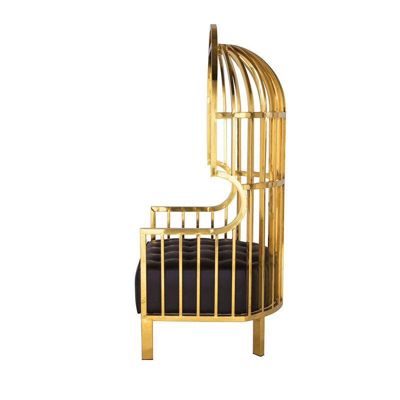 Birdcage Chair - Gold-France & Son-FMC002BLKGLD-Lounge Chairs-3-France and Son