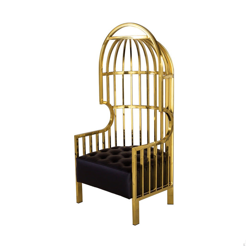 Birdcage Chair - Gold-France & Son-FMC002BLKGLD-Lounge Chairs-1-France and Son