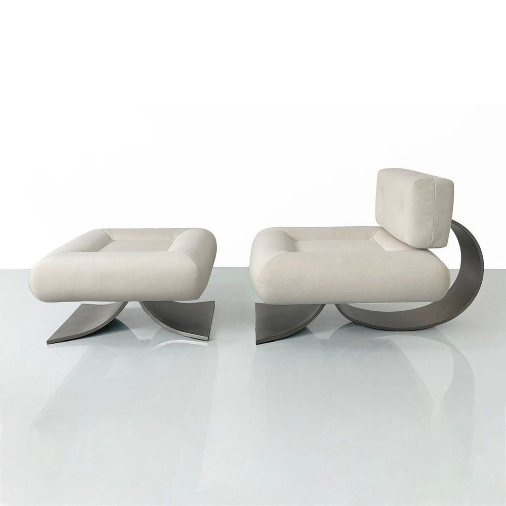 Niemeyer Lounge Chair and Ottoman-France & Son-FMC021OWHT-Lounge Chairs-1-France and Son