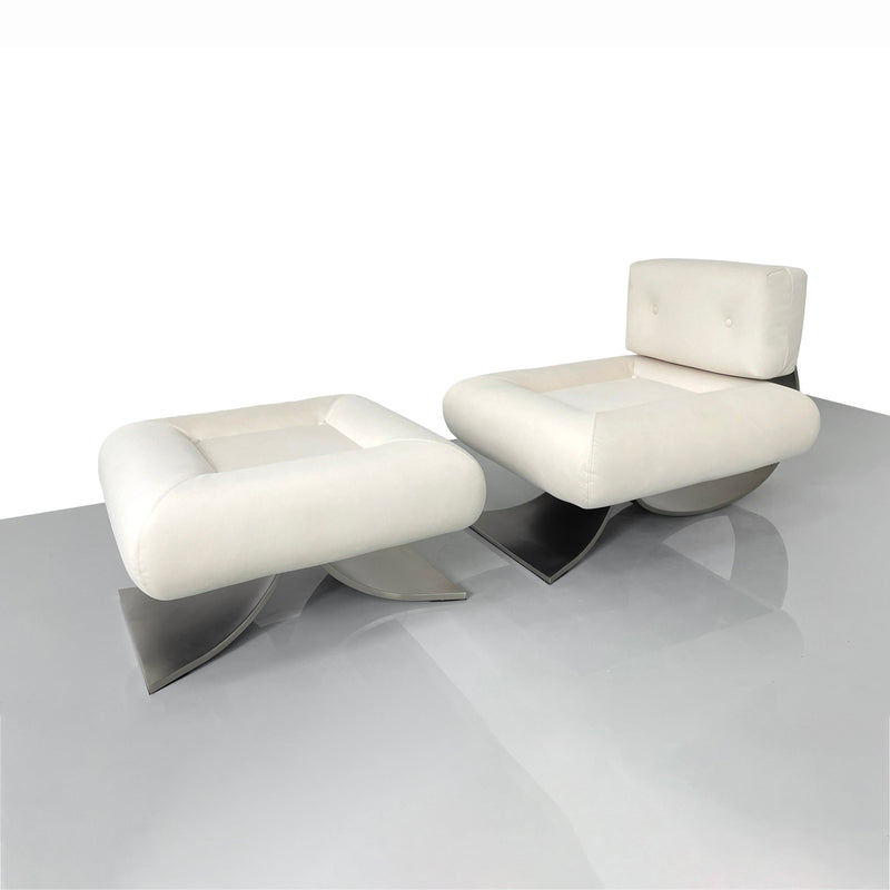 Niemeyer Lounge Chair and Ottoman-France & Son-FMC021OWHT-Lounge Chairs-2-France and Son