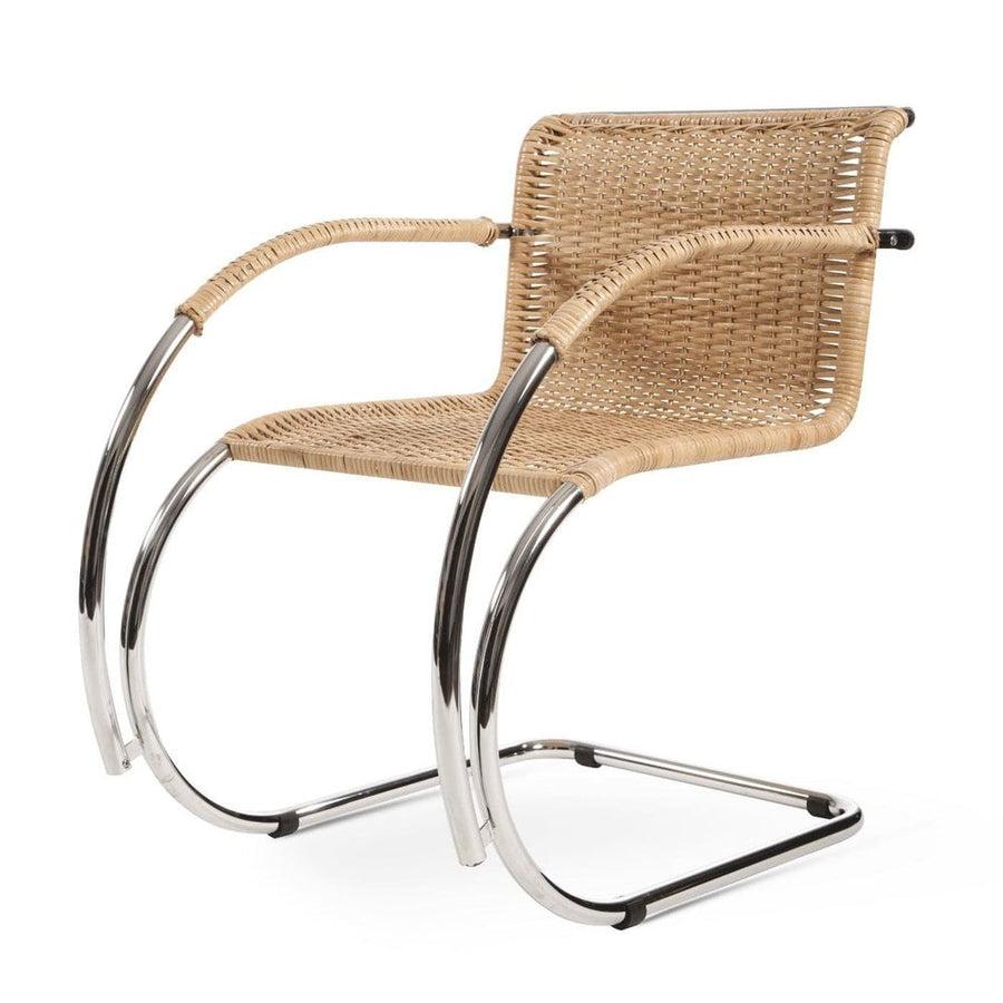 Italian Made Mies Van Der Rohe Hand Made Cane Armchair-France & Son-FSC206NTRL-Dining ChairsSingle-1-France and Son