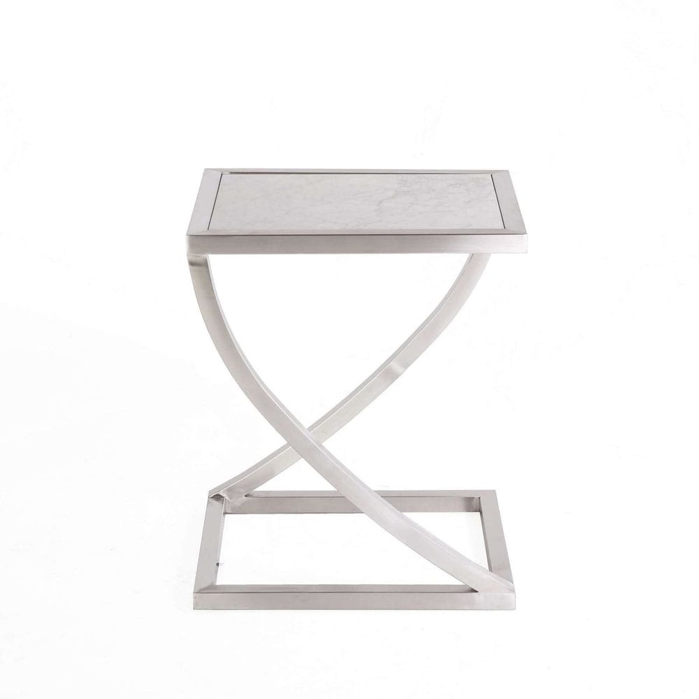Twist Side Table with Carrara Marble Top