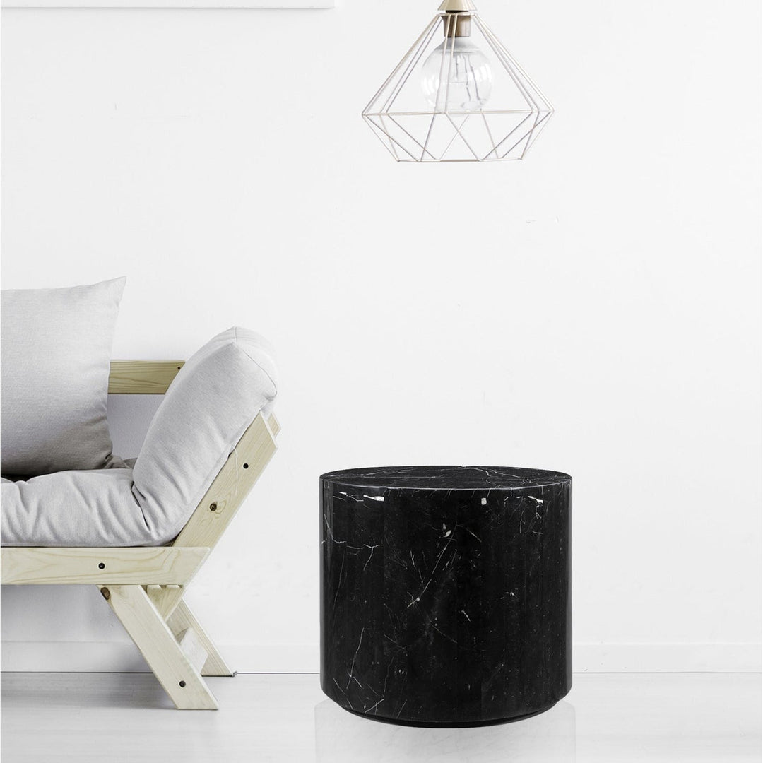 Nero Marquina Marble Side Table-France & Son-FVT040BLK-Side Tables-3-France and Son