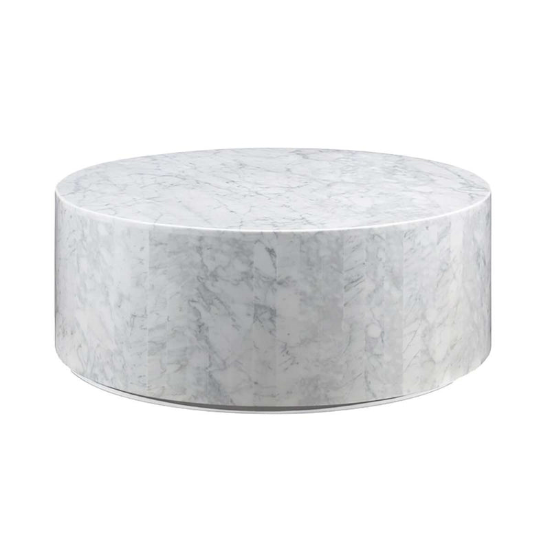 Carrara Marble Drum Coffee Table-France & Son-FVT041WHT-Coffee Tables-1-France and Son