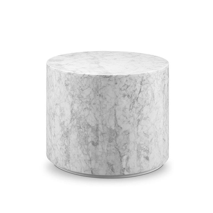Carrara Marble Drum Accent Table-France & Son-FVT042MWHT-Side Tables-1-France and Son