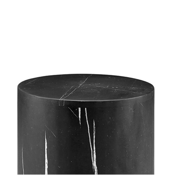 Nero Marquina Black Marble Drum Side Table - Classico-France & Son-FVT044MBLK-Side Tables-2-France and Son