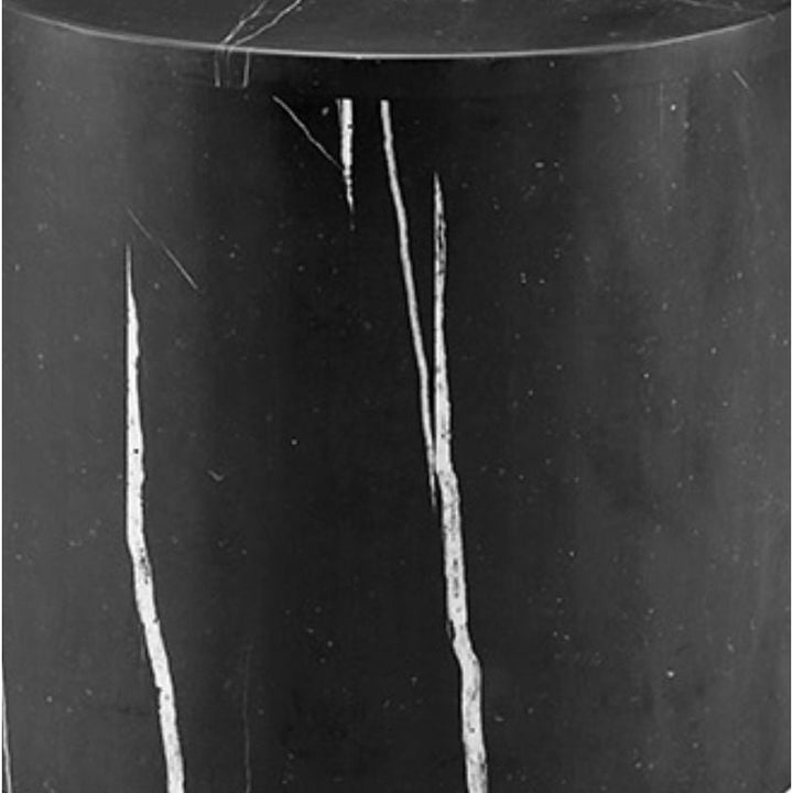 Nero Marquina Black Marble Drum Side Table - Classico-France & Son-FVT044MBLK-Side Tables-4-France and Son
