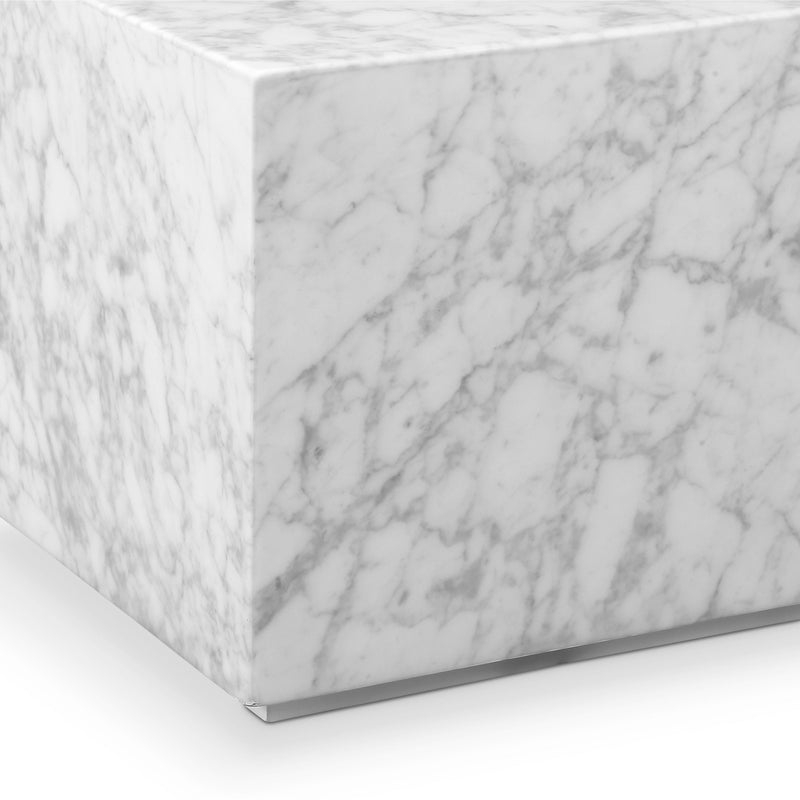 Marble Monolith Square Coffee Table-France & Son-FVT059MWHT-Coffee TablesWhite-2-France and Son