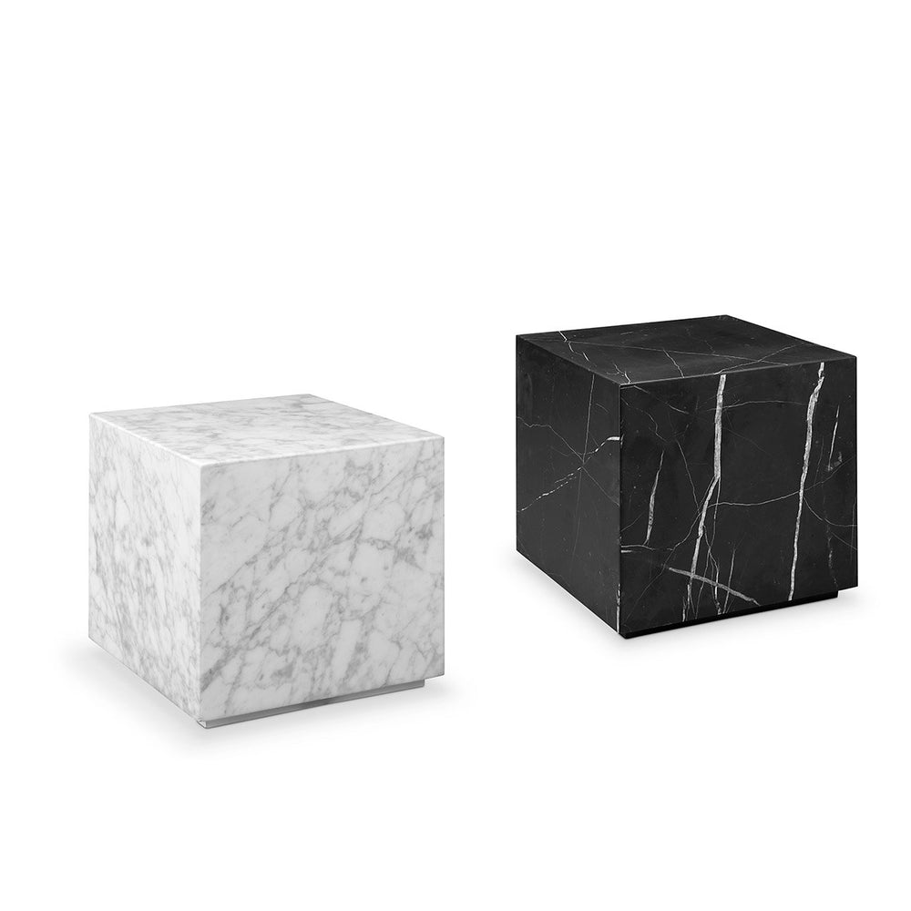 Carrara Marble Cube Side Table - Square-France & Son-FVT052MWHT-Side Tables-2-France and Son