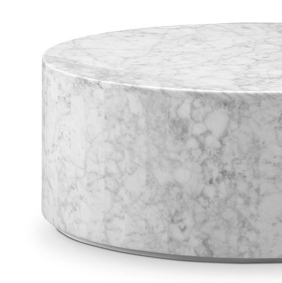 Carrara Marble Drum Coffee Table - Oval-France & Son-FVT061MWHT-Coffee Tables-3-France and Son