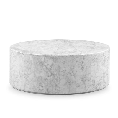 Carrara Marble Drum Coffee Table - Oval-France & Son-FVT061MWHT-Coffee Tables-1-France and Son