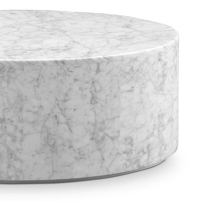 Carrara Marble Drum Coffee Table - Oval-France & Son-FVT061MWHT-Coffee Tables-4-France and Son