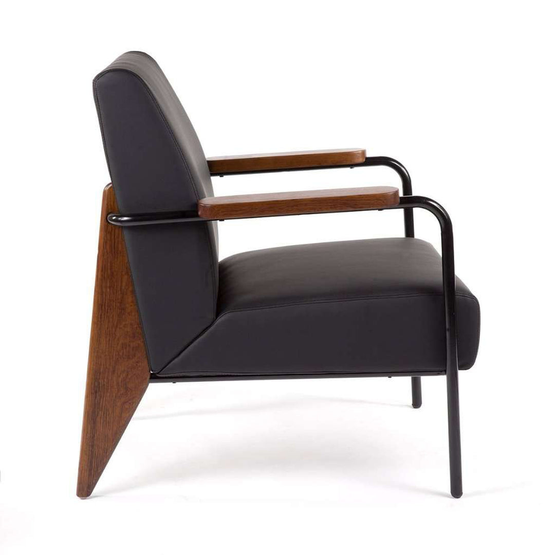 Prouve Salon Lounge Chair - Black-France & Son-FX88601BLK-Lounge ChairsSingle-3-France and Son
