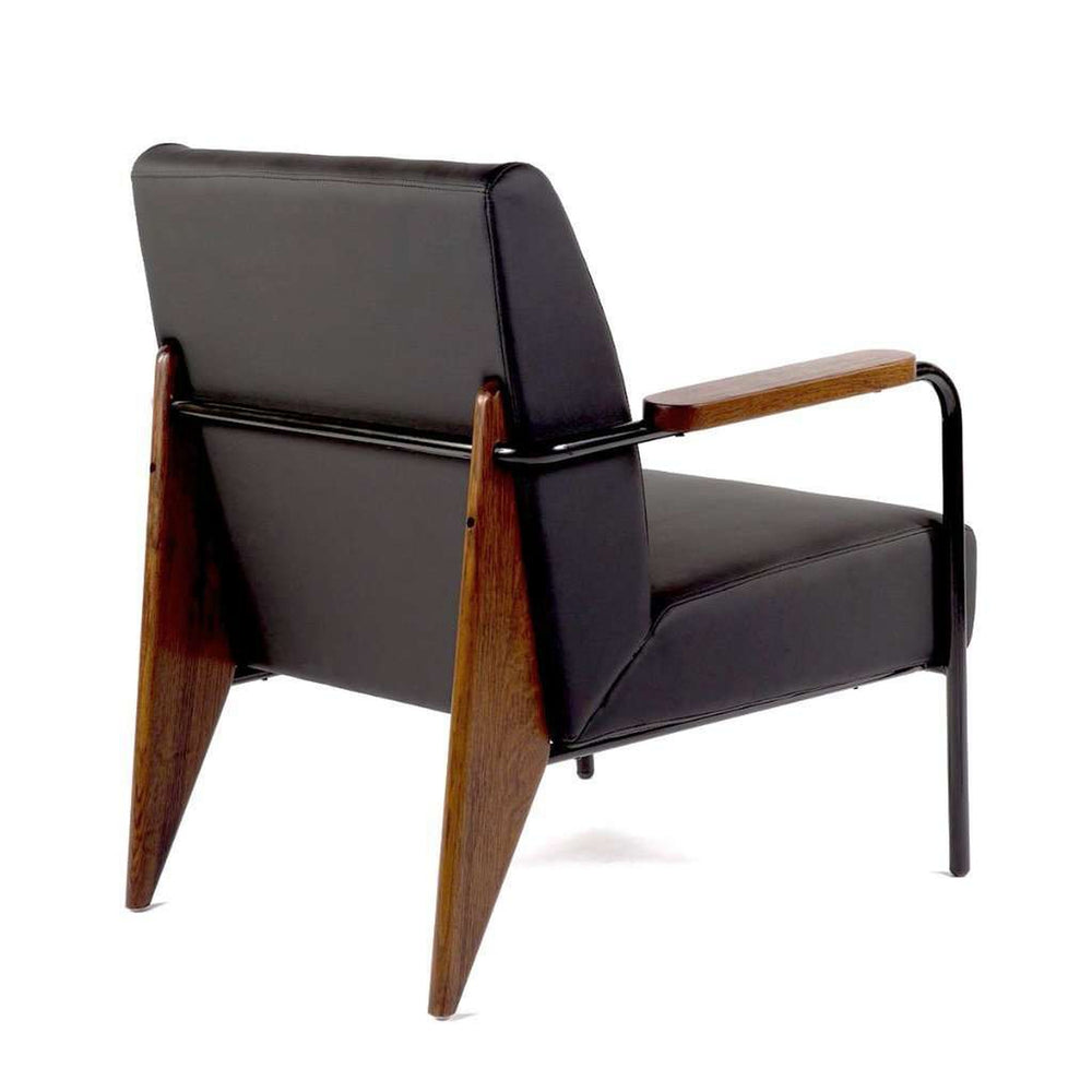 Prouve Salon Lounge Chair - Black-France & Son-FX88601BLK-Lounge ChairsSingle-2-France and Son