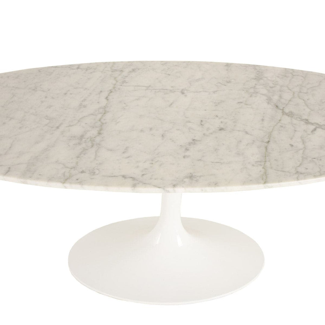 Carrara Marble Pedestal Coffee Table - 47" Oval