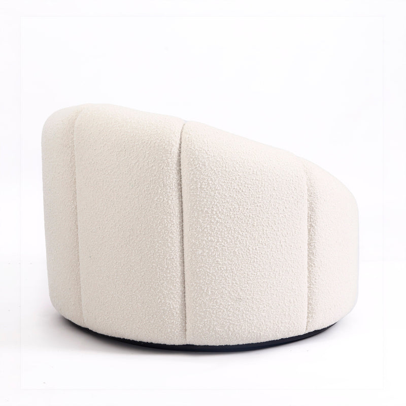 Elysee Swivel Lounge Chair - Boucle-France & Son-FYS0111OWHT-Lounge Chairs-6-France and Son