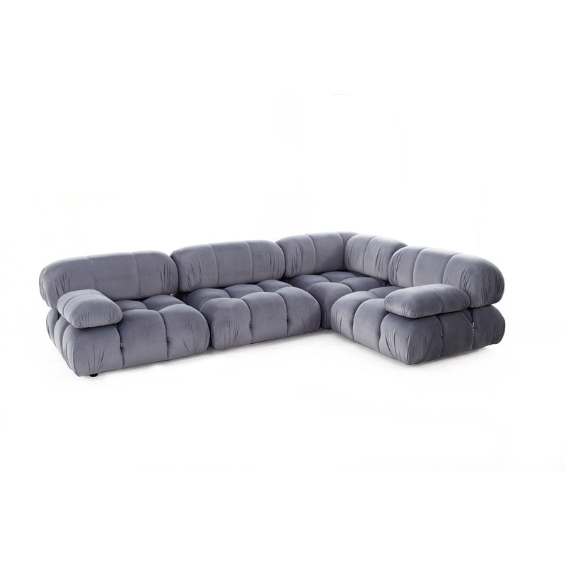 Bellini Sectional Sofa Set - Carbon Grey Velvet-France & Son-FYS0760DGREY-FYS0761LDGREY-FYS0761RDGREY+FYS762DGREY-Sectionals4 Piece Set-2-France and Son