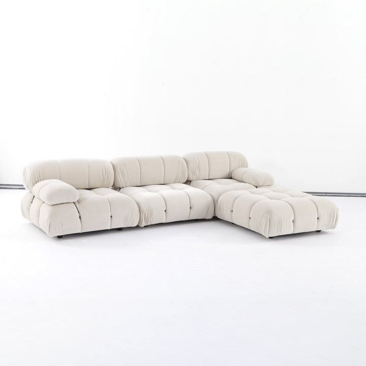 Bellini Modular Sofa Parts - Velvet (Discontinued Fabric)-France & Son-FYS0762BGE-SectionalsMiddle Module-1-France and Son