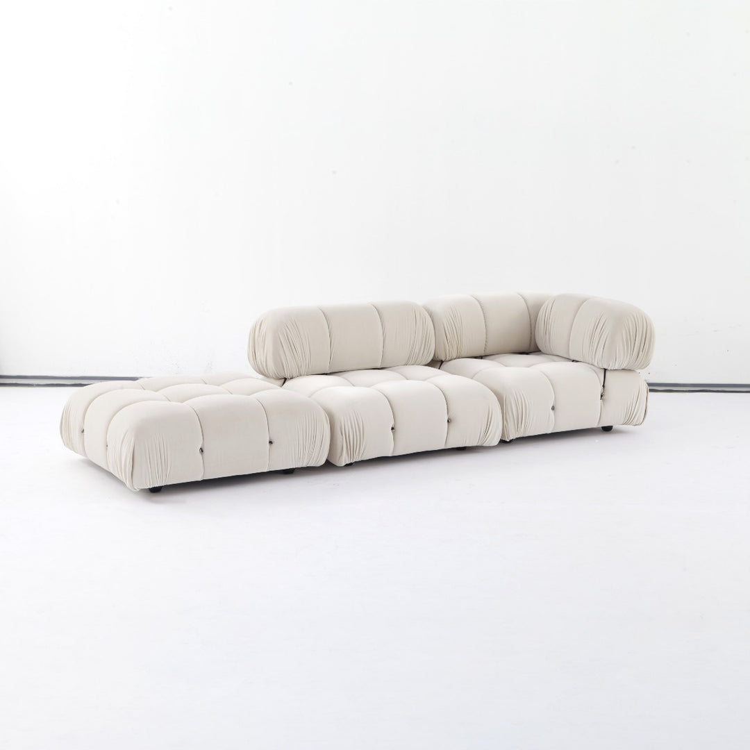 Bellini Modular Sofa Parts - Velvet (Discontinued Fabric)-France & Son-FYS0762BGE-SectionalsMiddle Module-6-France and Son