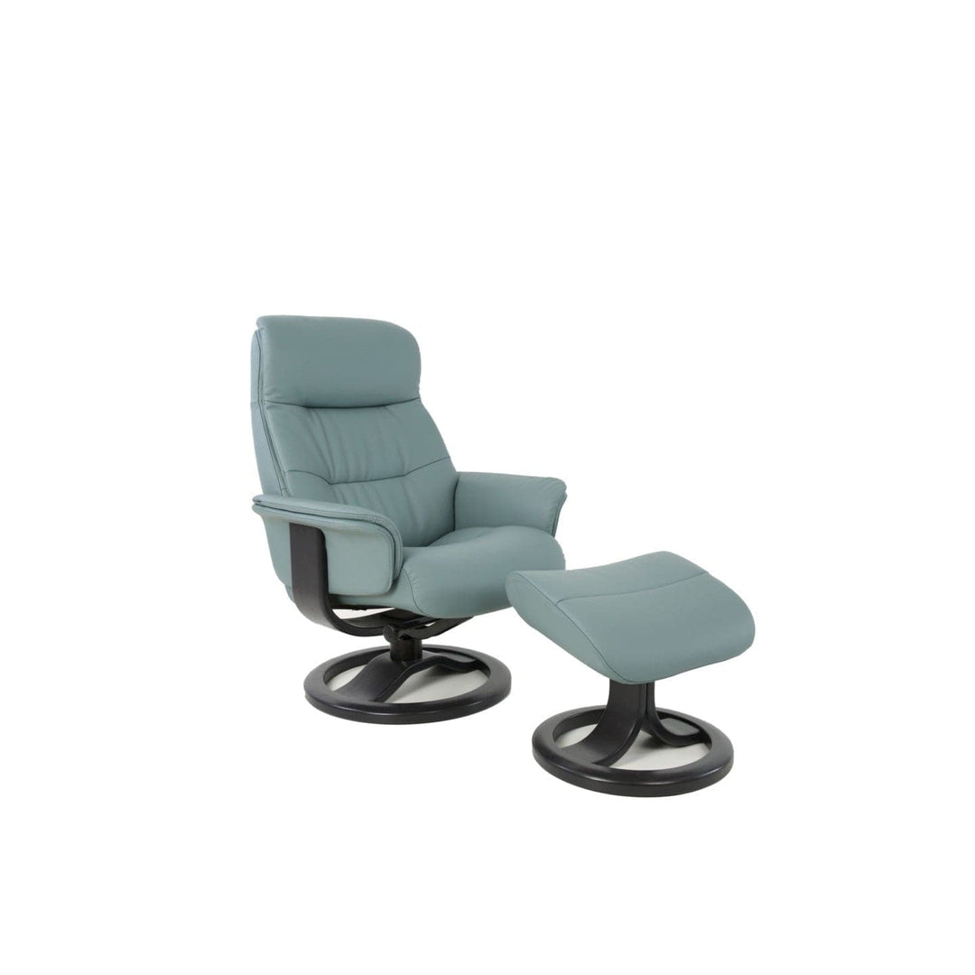 Anne R Small Recliner with Footstool-Fjords-FJORDS-610501-244-Lounge ChairsSoft Line Leather SL 244 Ice-1-France and Son