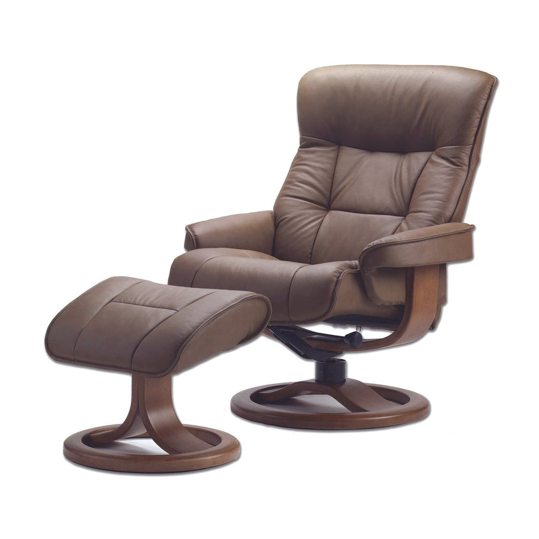 Bergen Small Recliner Lounge Chair With Footstool-Fjords-FJORDS-904UPI-009-Lounge ChairsNordic Leather Havana 120-4-France and Son