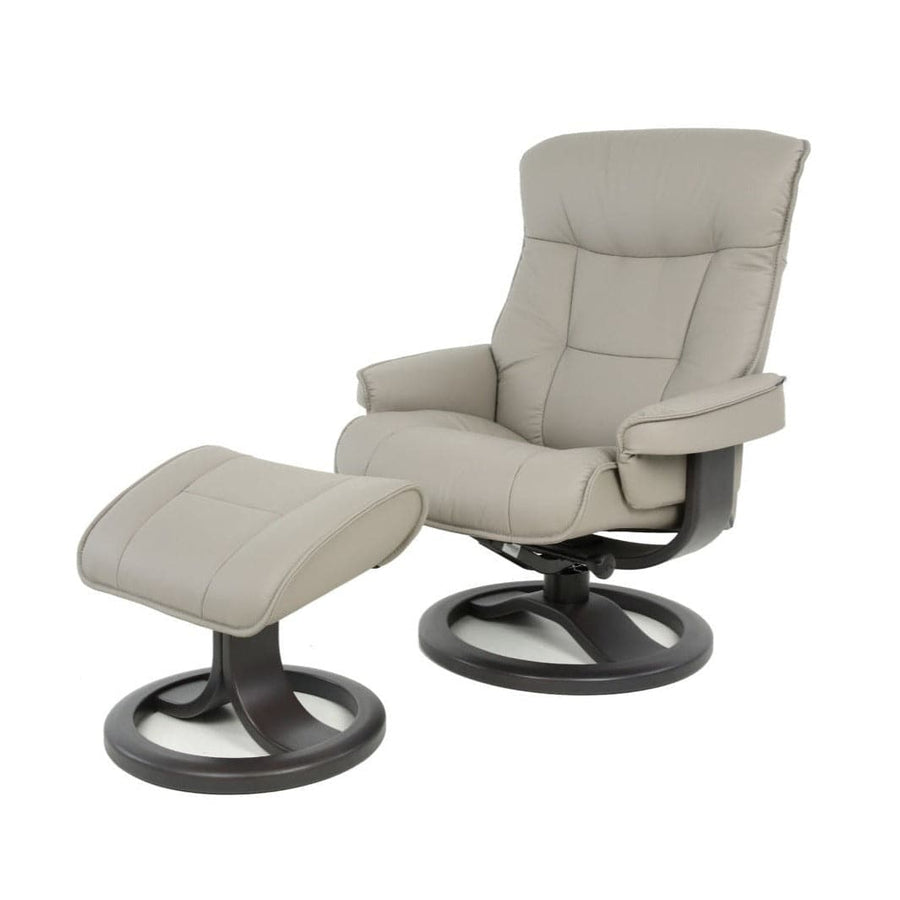 Bergen Small Recliner Lounge Chair With Footstool-Fjords-FJORDS-904UPI-133-Lounge ChairsNordic Leather Fog 133-1-France and Son