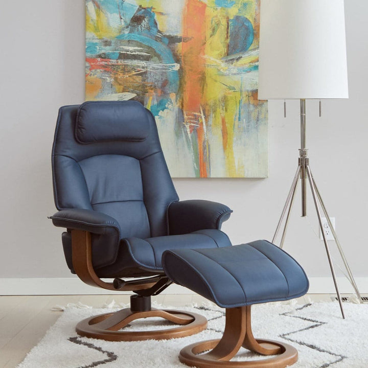 Admiral R Large Chair With Footstooll Soft Parts-Fjords-FJORDS-361UPI-291-Lounge ChairsBlue Soft Line Leather SL 291-5-France and Son