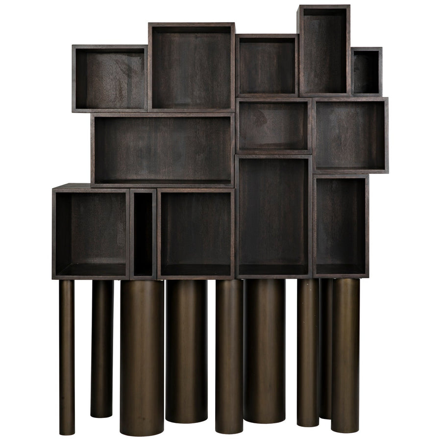 Mr. Roberts Shelving - Ebony Walnut with Steel Legs-Noir-NOIR-GBCS213EB-Bookcases & Cabinets-1-France and Son
