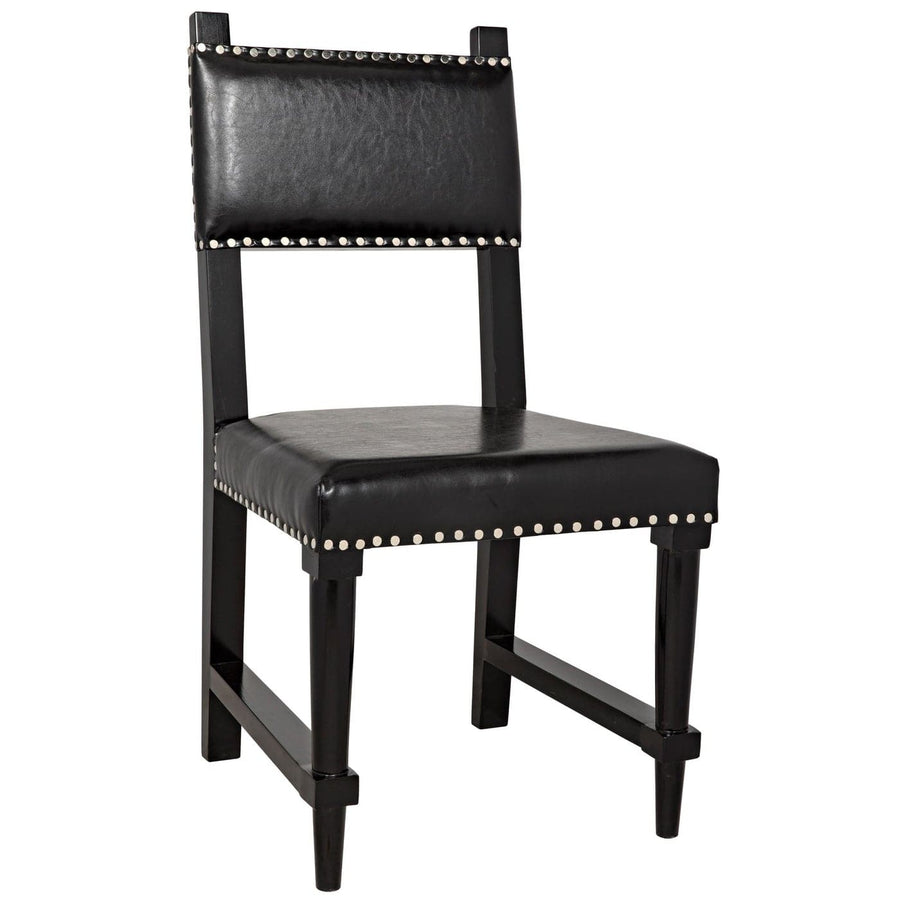 Kerouac Chair with Leather - Distressed Black-Noir-NOIR-GCHA275D1-Dining Chairs-1-France and Son