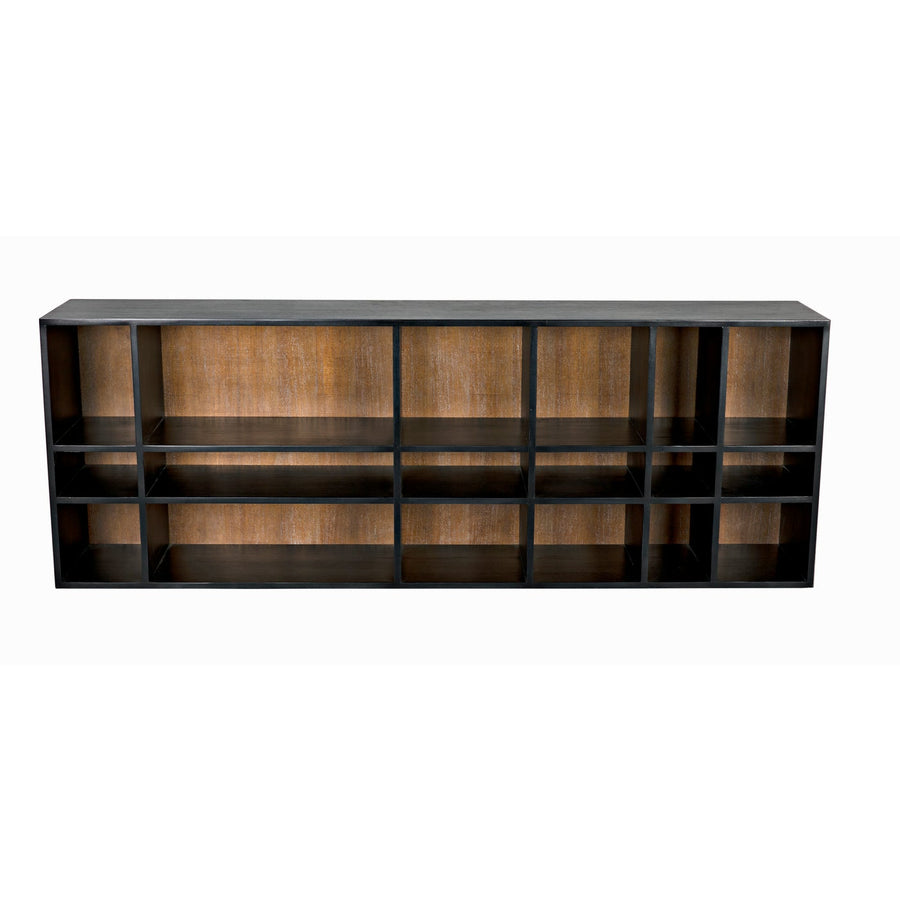Messer Shelf - Hand Rubbed Black And Gray Wash-Noir-NOIR-GCON385HBGW-Bookcases & Cabinets-1-France and Son