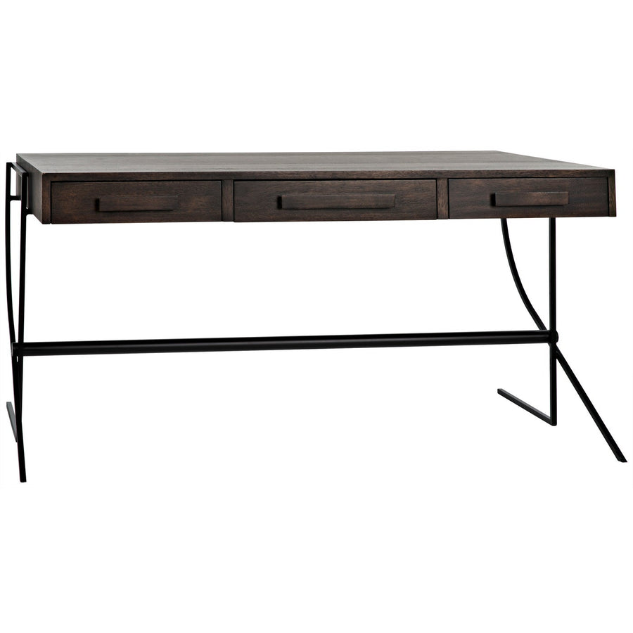 Frank Desk - Ebony Walnut With Steel-Noir-NOIR-GDES181EB-Desks-1-France and Son