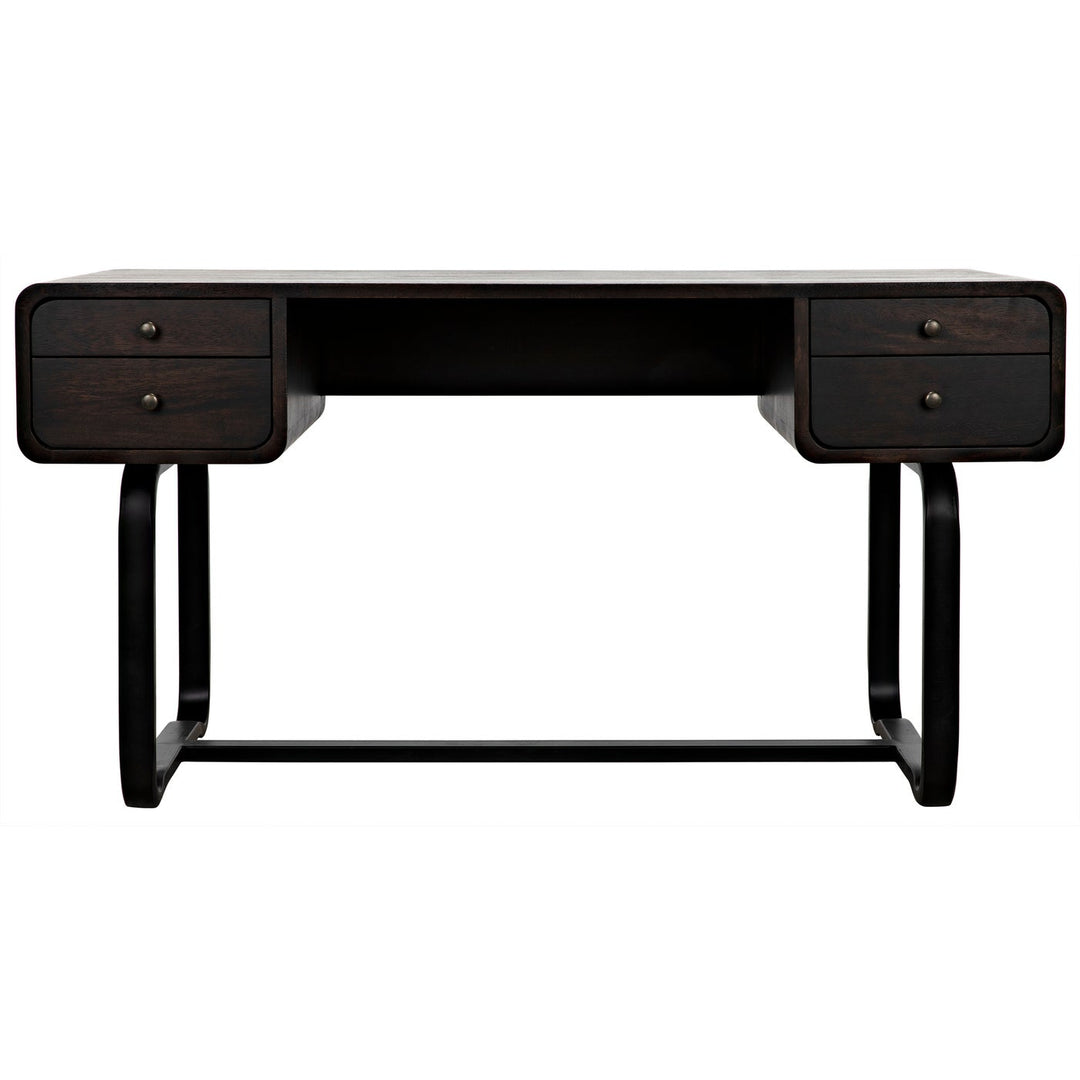 Voltes Desk - Ebony Walnut With Black Steel-Noir-NOIR-GDES185EB-Desks-1-France and Son