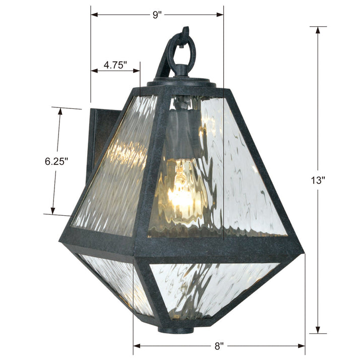 Brian Patrick Flynn Glacier 1 Light Black Charcoal Outdoor Wall Mount-Crystorama Lighting Company-CRYSTO-GLA-9701-WT-BC-Outdoor Wall Sconces-3-France and Son
