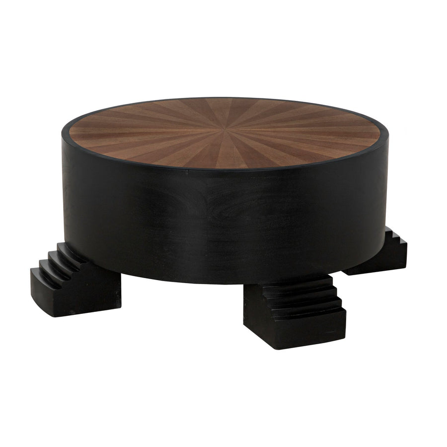 Tambour Coffee Table Hand Rubbed Black With Veneer Top-Noir-NOIR-GTAB1114HBV-Coffee Tables-1-France and Son