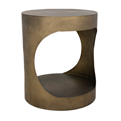 Eclipse Round Side Table - Metal With Aged Brass Finish-Noir-NOIR-GTAB302AB-Side Tables-1-France and Son