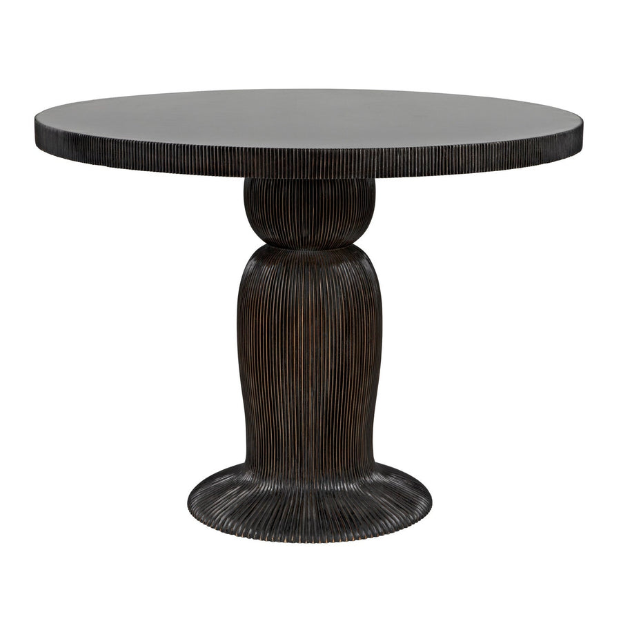 Portobello Dining Table - Hand Rubbed Black With Light Brown Trim-Noir-NOIR-GTAB560HB-Dining Tables-1-France and Son