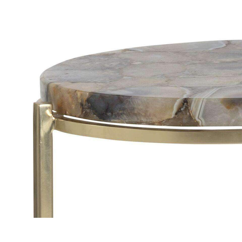 Tillie Side Table - Brass - Natural Agate Stone-Sunpan-SUNPAN-103075-Side Tables-3-France and Son