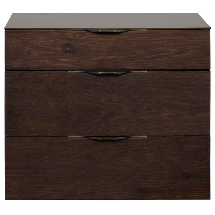 Drift Side Table - Three Drawer-Nuevo-NUEVO-HGDA802-Side Tablessmoked oak & antique brass-2-France and Son