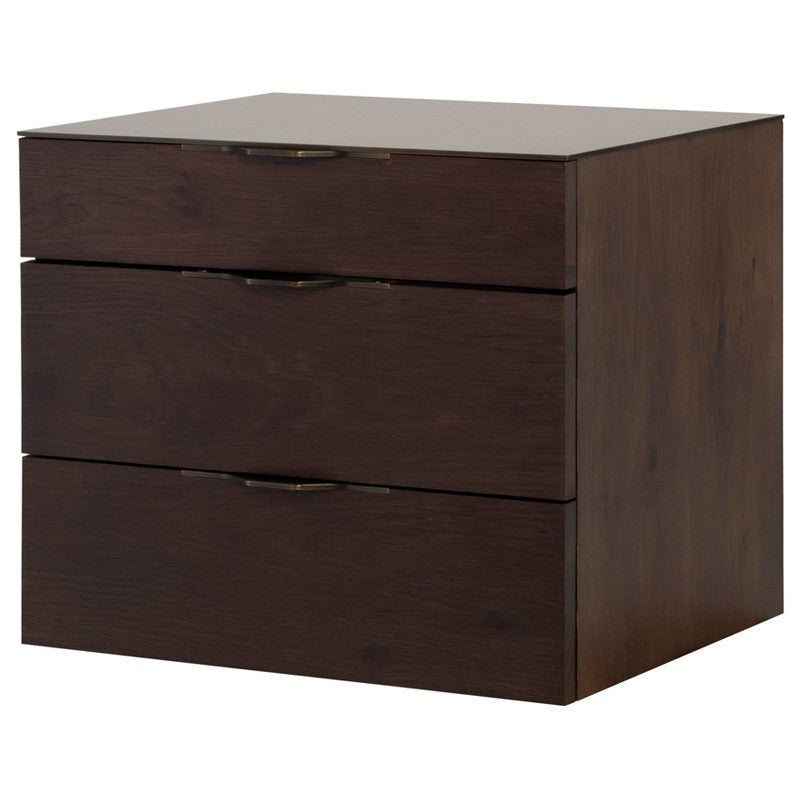 Drift Side Table - Three Drawer-Nuevo-NUEVO-HGDA802-Side Tablessmoked oak & antique brass-1-France and Son